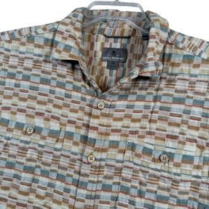 Royal Robbins Men Medium Short Sleeve Button Up Shirt Linen Organic Cotton Blend